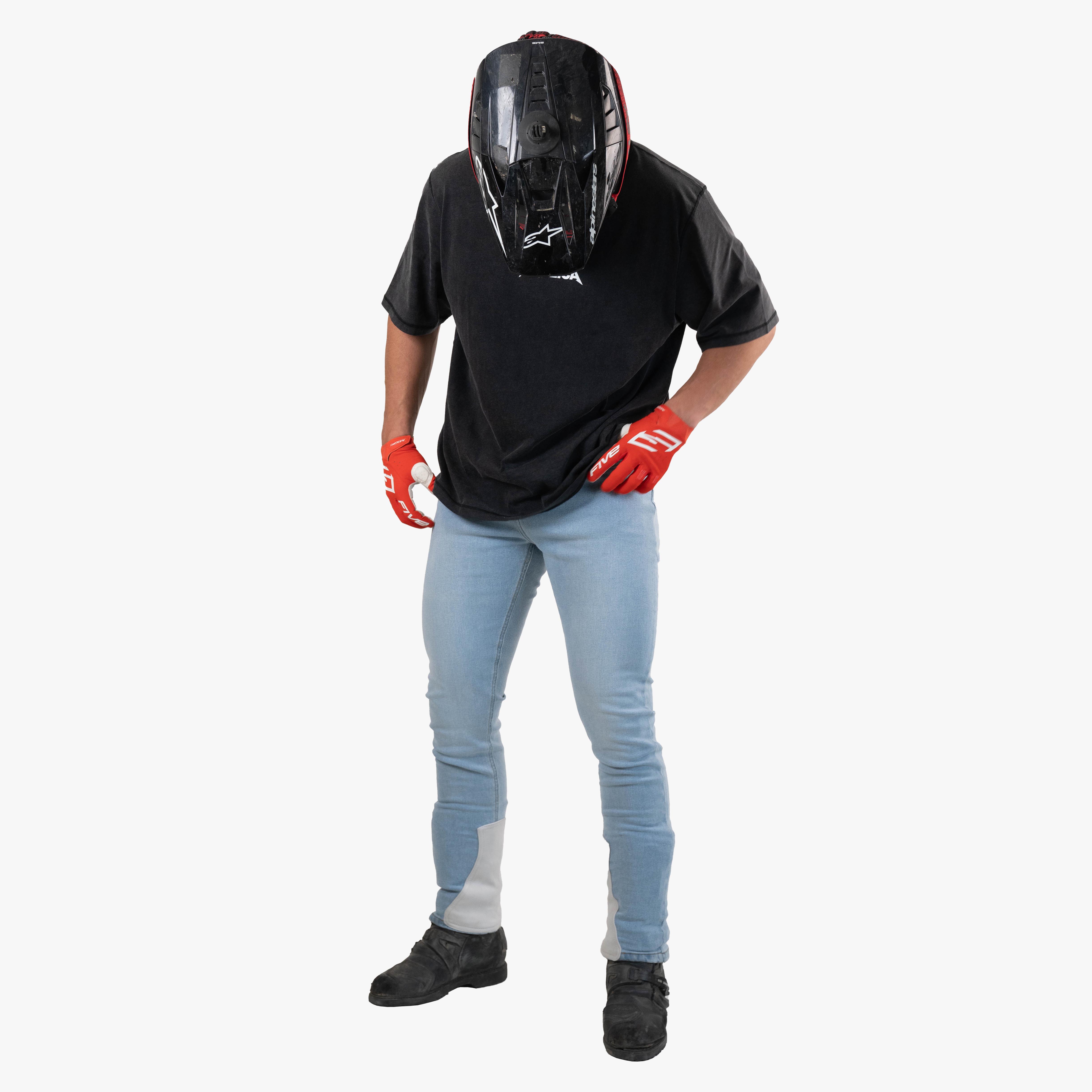 RR Signature Leather Patch Denim Jeans - Light Blue